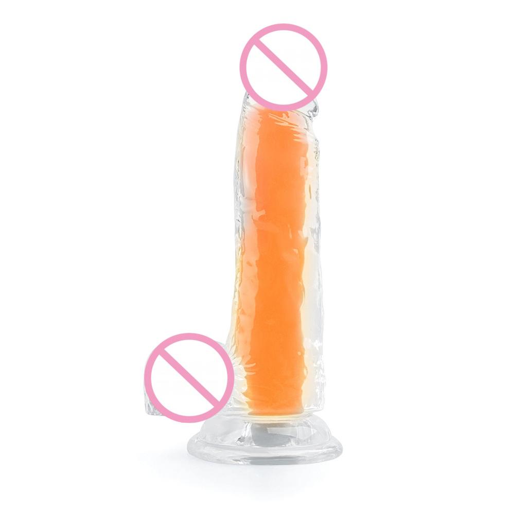 Double-layer Transparent Luminous Dildos Jelly Dick Anal Plug Dilator Sex Toys for Men Women Erotic Clitoris Vaginal Masturbator