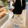 Korean Ins Niche Design Cute Cartoon Fun Pattern Thin Cotton Grey Cloth Bag Canvas Single Shoulder
