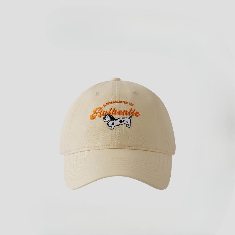 Retro Cute Spotted Dog Embroidered Baseball Cap for Women In Spring and Summer Korean Style Camping Sun Protection Baseball Cap Student