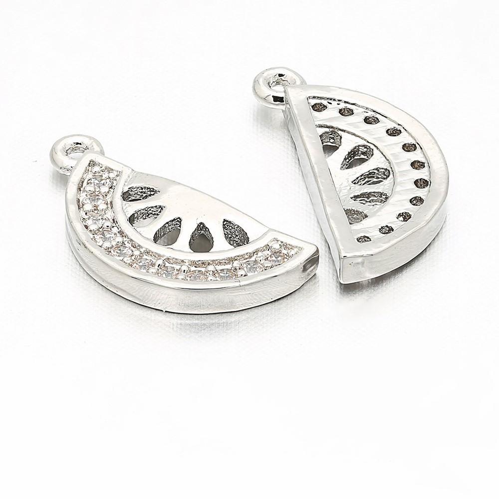 ZHUKOU Fruit Party Gold Plated Inlaid Zirconia Sweet And Cute Fruit Metal Pendant For DIY Jewellery Accessories 1 Pcs