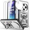 2 Tempered Glasses + Case for Xiaomi Redmi 14C, Silver Shockproof Camera Cover Anti-Scratch Rigid