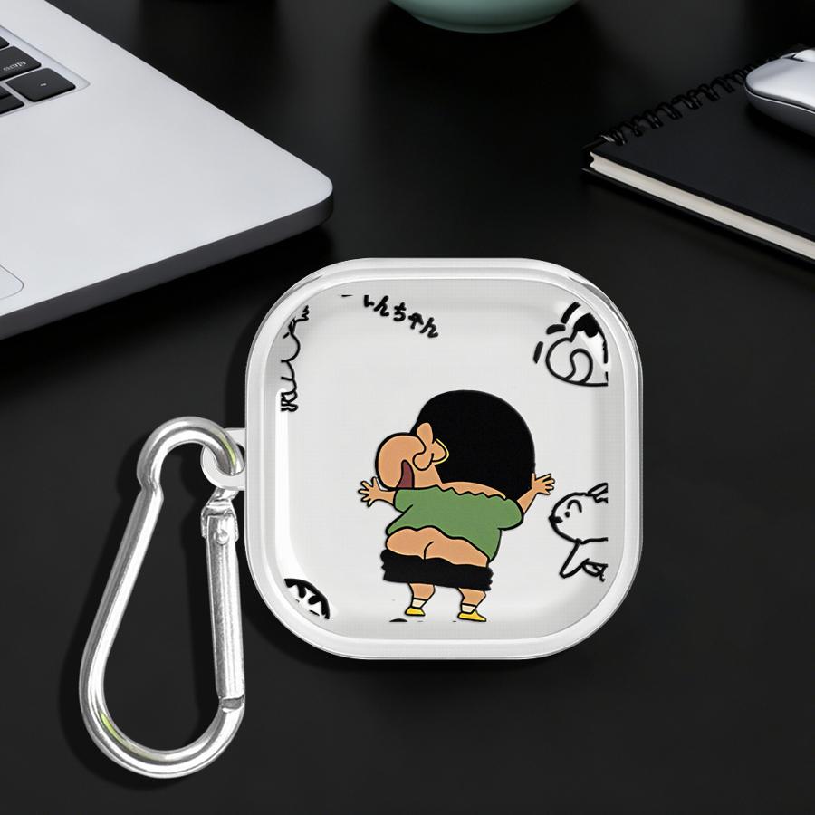 Cartoon Crayons Shinchan Case For Samsung Galaxy Buds 2Pro 4 Pro 4Pro 3 FE Live 3Pro 2 Clear Earphone Cases Cover With Hook