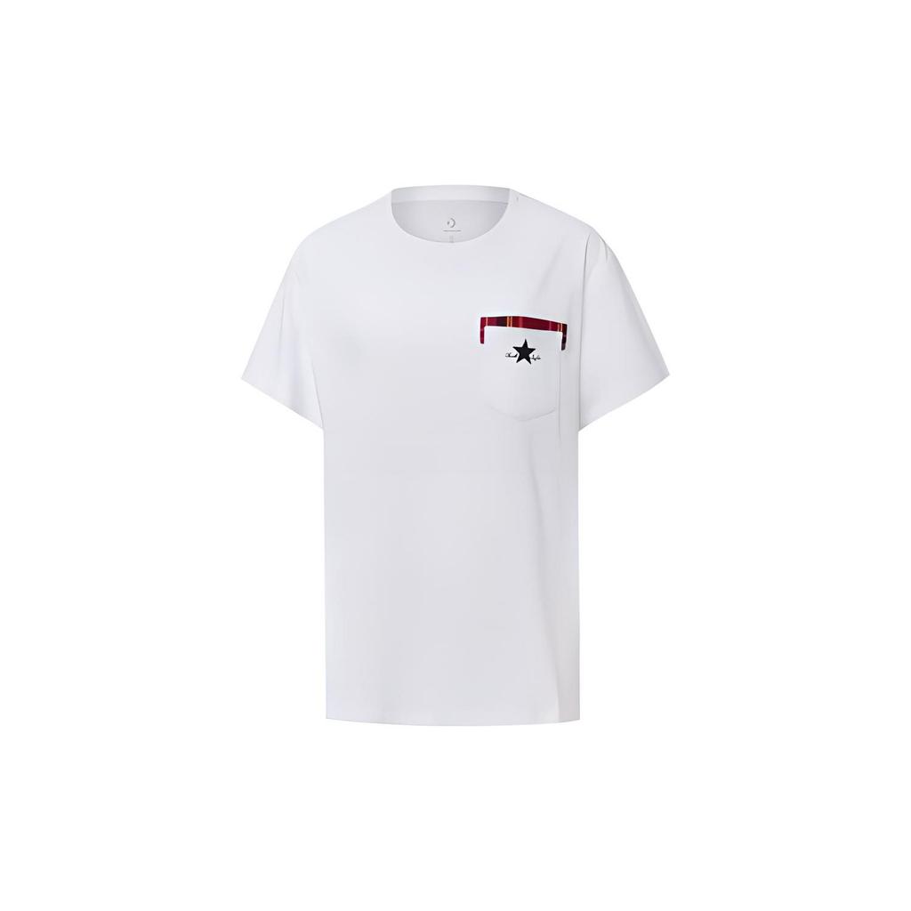 Converse T Shirts Women's White Crew Neck Moderate Straight Fit 10020519-102