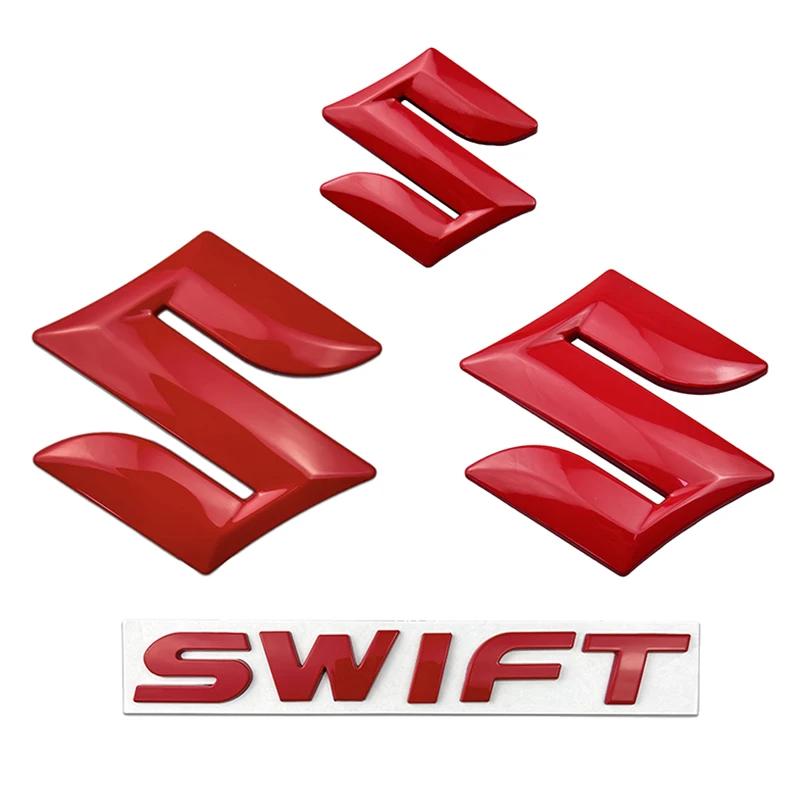 for SUZUKI Swift Metal 4pcs 5pcs Car Front Emblem Rear Trunk Logo 3D Badge Steering Wheel Sticker Modified Letter Decoration