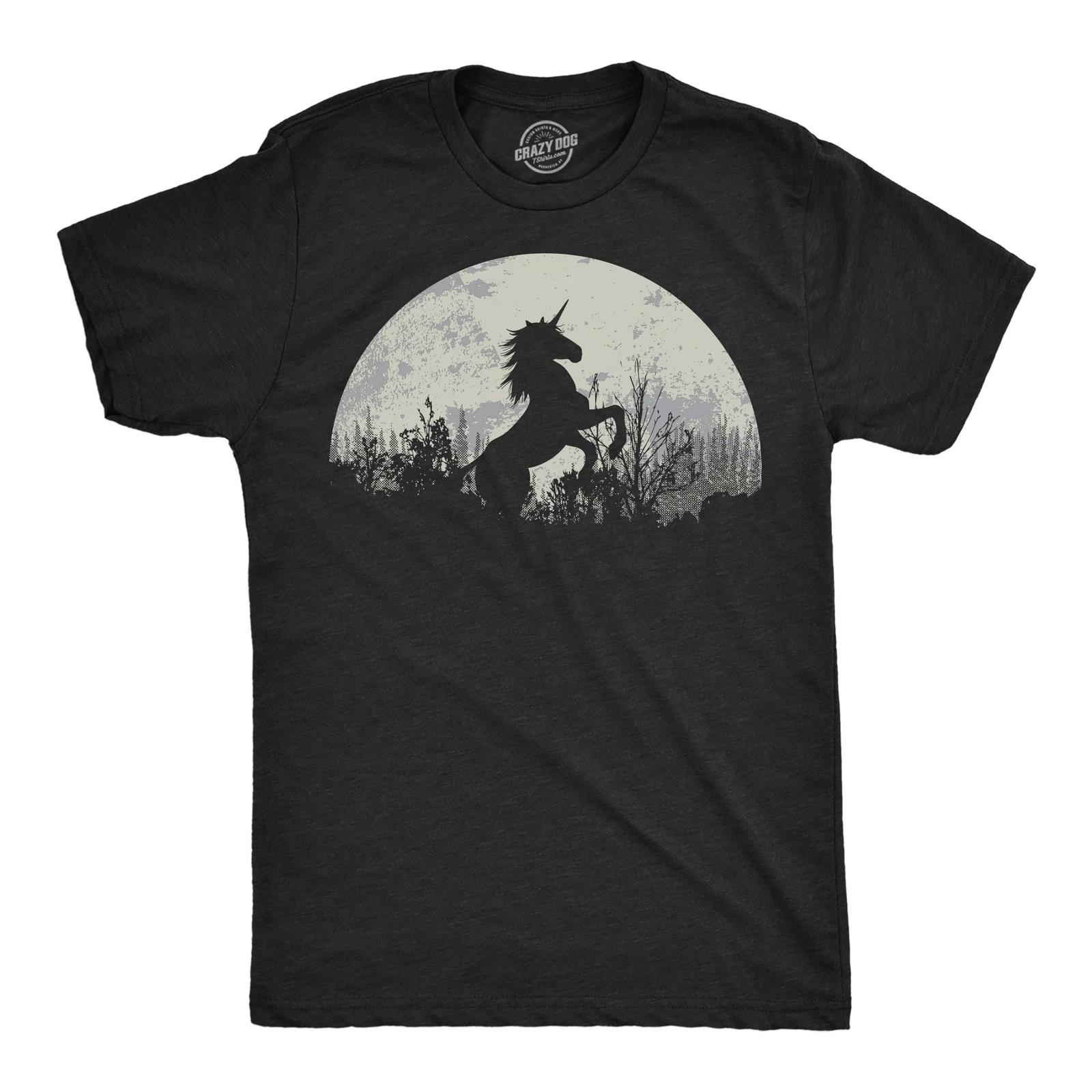 Mens Funny T Shirts Moon Unicorn Fantasy Graphic Tee for Men XXXXL