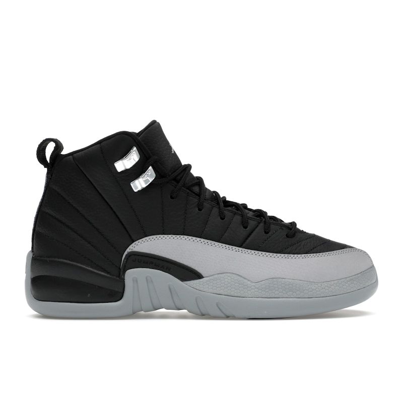 Air Jordan 12 Retro GS Barons Kids Sneakers Black Wolf-Grey White 153265-010