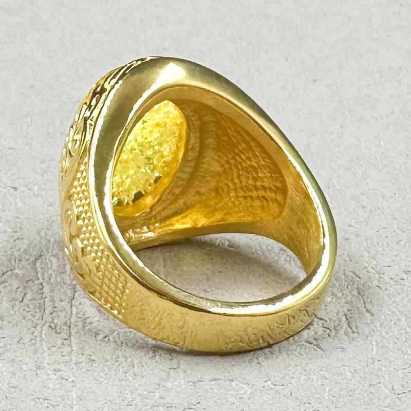 Retro 18K Gold Plated Stainless Steel Rings Luxury Big Stone Men Women Rings Wedding Couple Fashion
