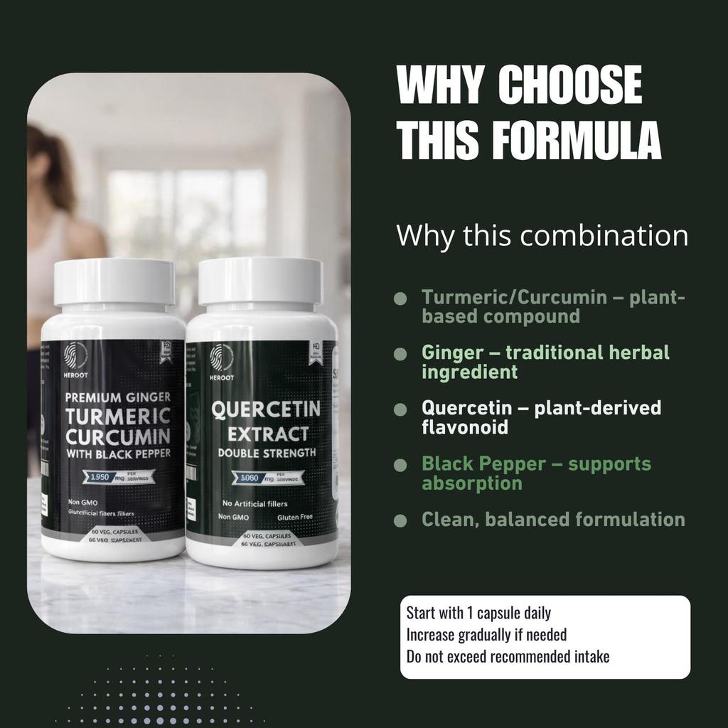 Heroot Wellness Capsule Combo | Quercetin Extract & Turmeric Ginger Black Pepper