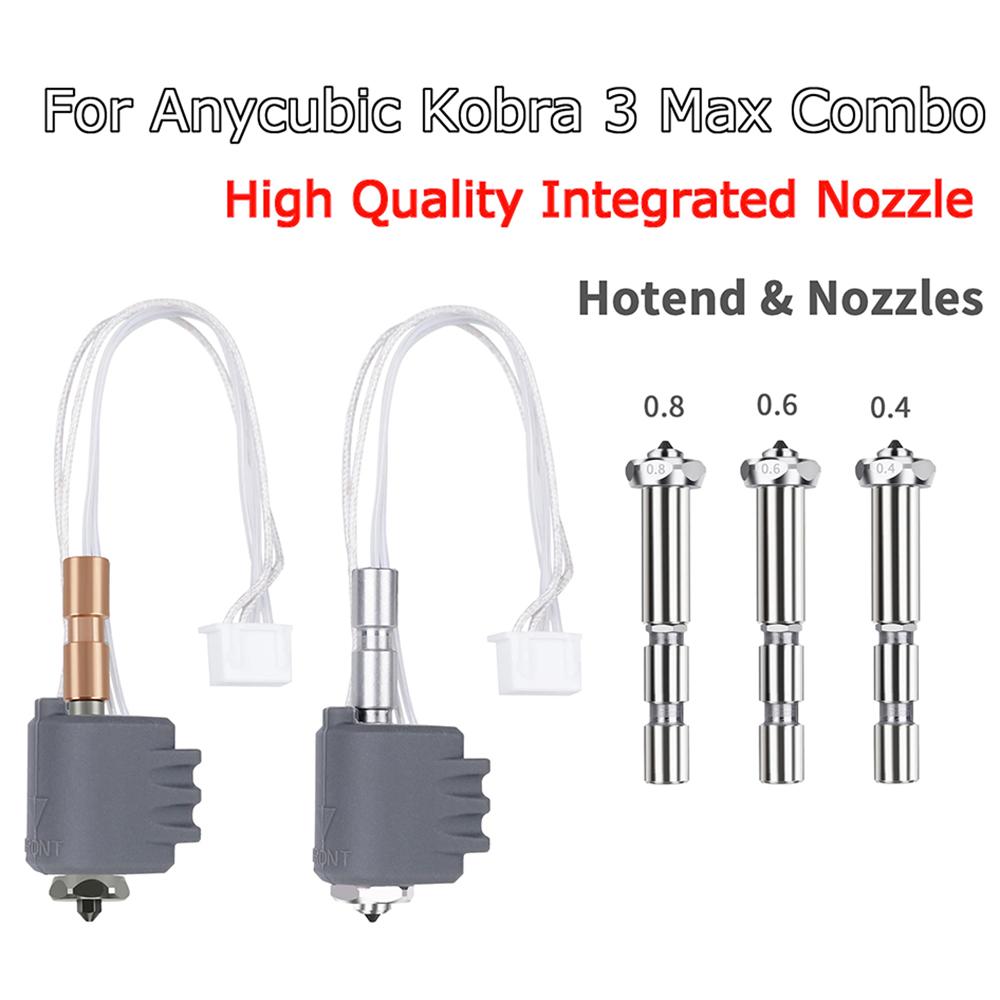 For Anycubic Kobra 3 Max Hotend 0.4 0.6 0.8mm Combo Quick-Swap Integrated Hardened Steel Nozzle