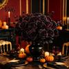 Long Stem Faux Flowers Realistic Silk Black Roses with Stems for Wedding Centerpieces, Halloween Home Decor, Artificial Floral Arrangements