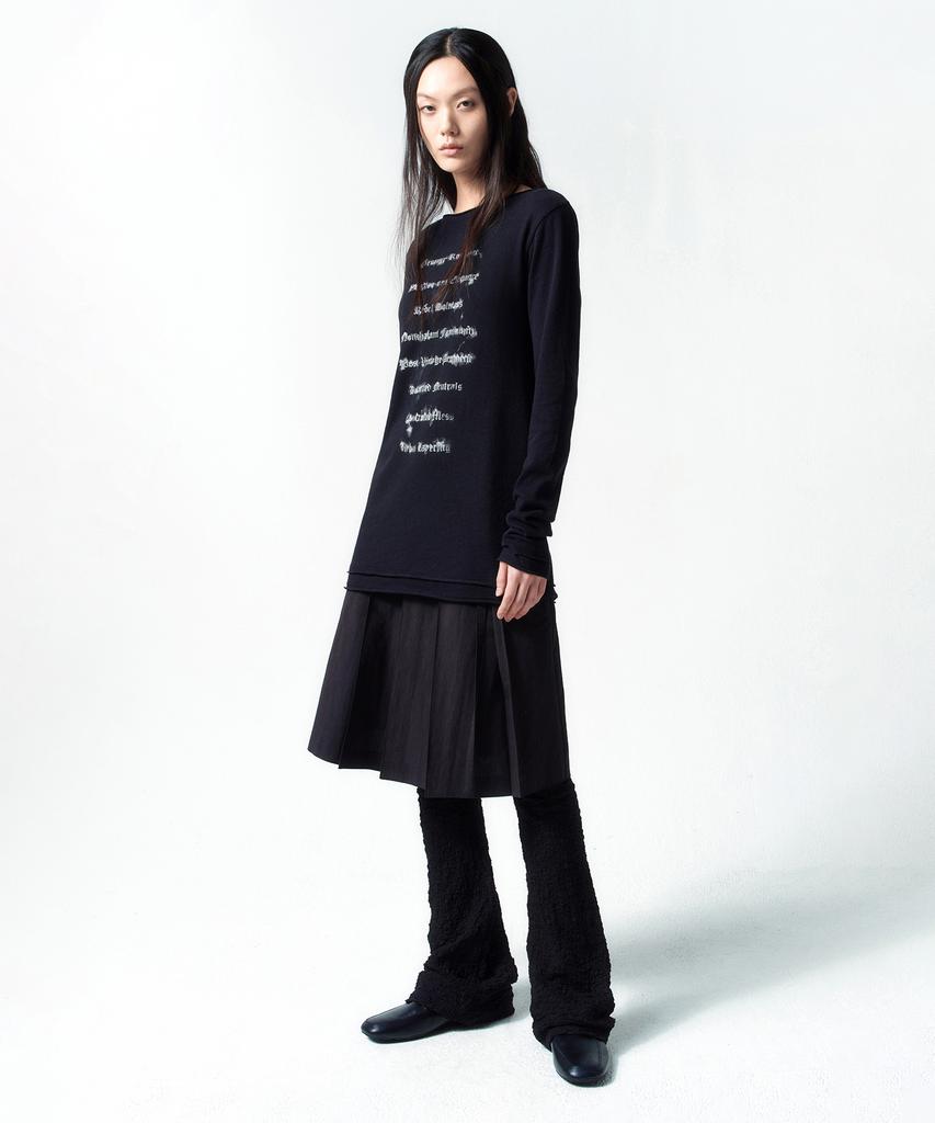 Insilence Woman Raw Cotton Pleated Skirt Black