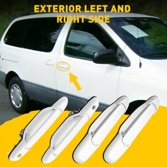 4PCS Outside Exterior Door Handle Set For Of 4Pcs Toyota 1998-2003 Sienna White
