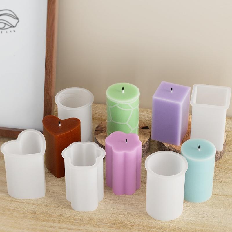 3D Geometric Silicone Candle Mold Texture Cylindrical Soap Mold DIY Nordic Style Aromatherapy Candle Mold Home Decoration