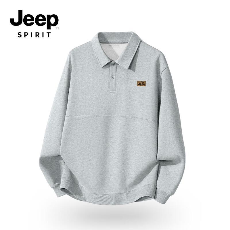 JEEP SPIRIT Męska bluza z mieszanki bawełny z kołnierzykiem polo