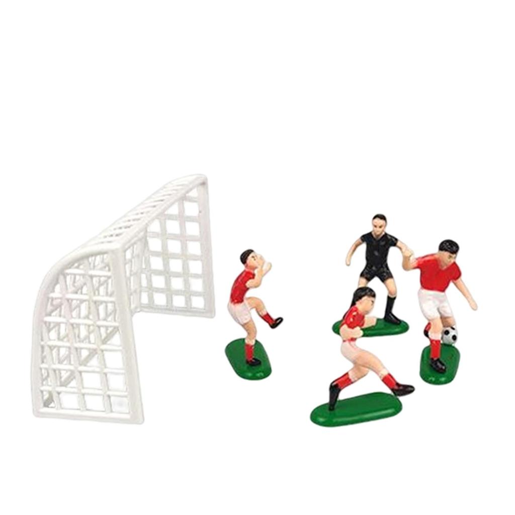 Soccer Cake Toppers Decorations Fittings Mini Players Goal Gate DIY Game Pieces for Kids Boys Football Theme