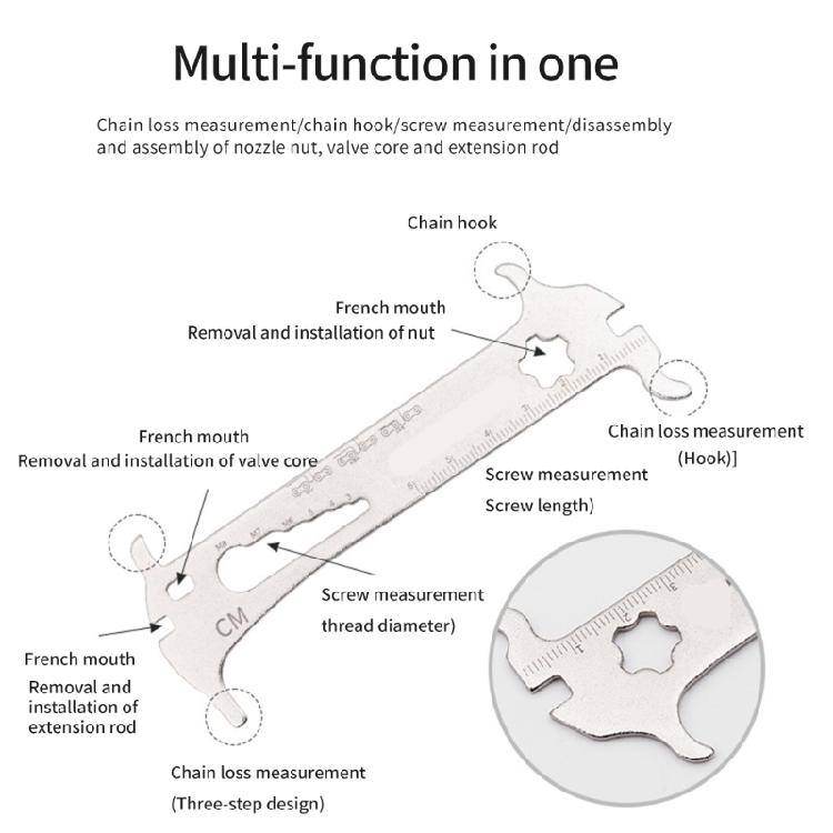 Compacts Bike Chain Wear Detector Stainless Steel Cycling Chain Gauges Suitable for Various Chain Size