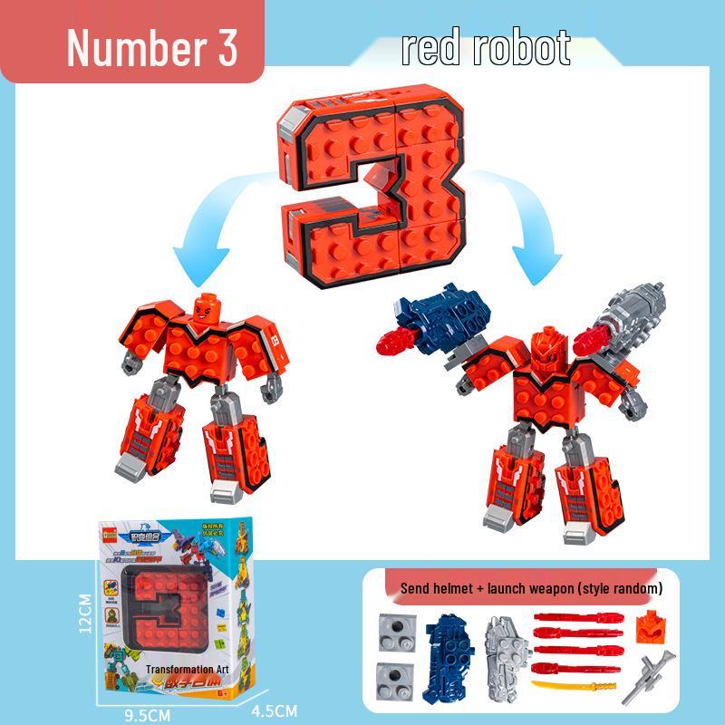 Number Transforming Robot Toy Set for Kids: 0-9 Educational Assembly for Elementary Students