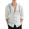 Camicia casual da uomo a tinta unita a maniche lunghe con cappuccio e cardigan con coulisse
