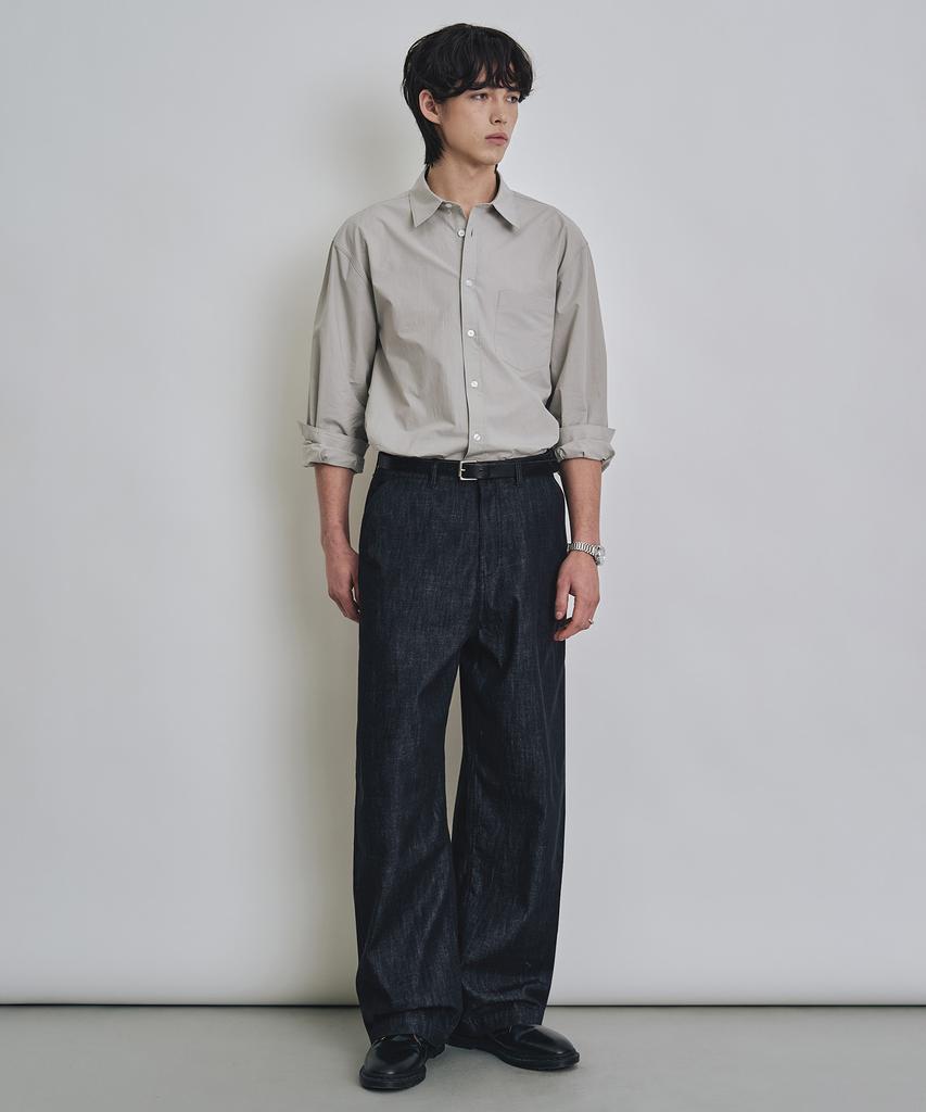 COSTUME O’CLOCK Linen-Like Non-Faded Wide Denim Pants Cp Black Coospt255Cpblack