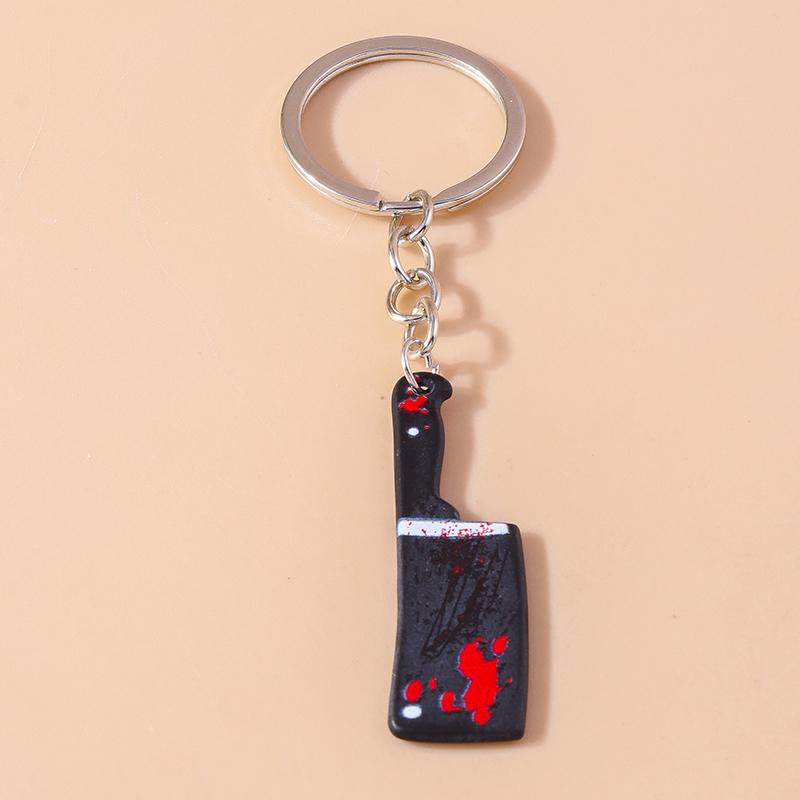 Bloody Resin Saw Knife Keychain Halloween Key Ring Pendants for Car Key Holder DIY Key Chain Jewelry Gift