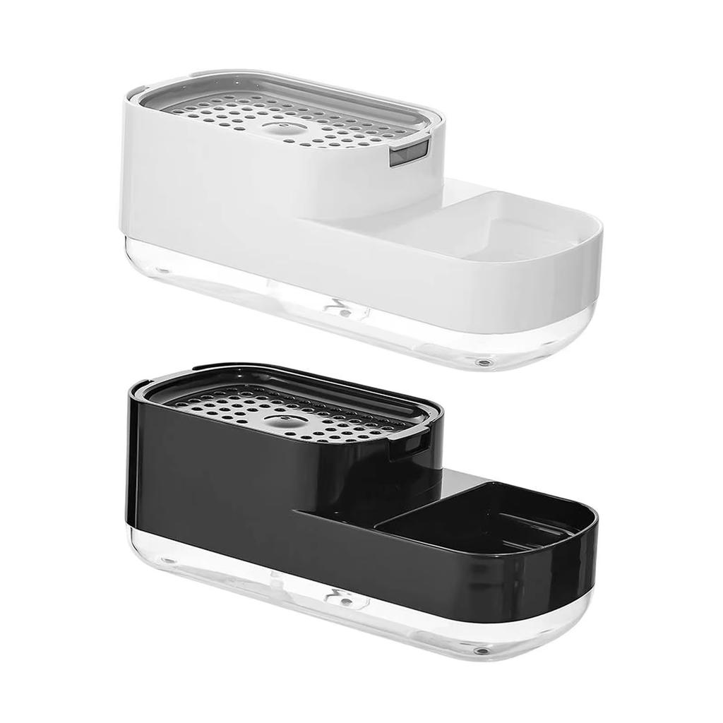 2 In 1 Dish Soap Dispenser Liquid Soap Pump Dispenser Soap Container With Sponge Holder For Kitchen Bathroom Washing Accessories
