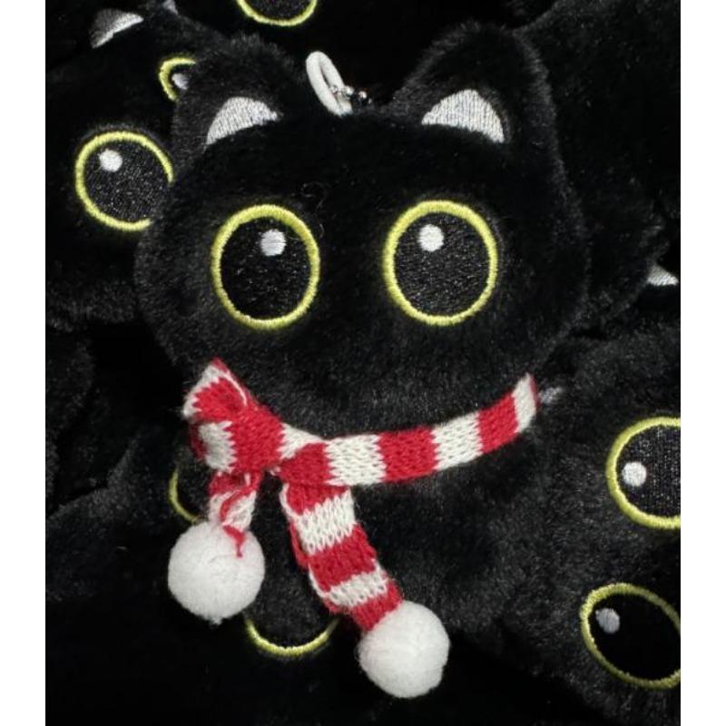 Little Black Cat Bag Pendant Cartoon Cute Animal Plush Doll Student Backpack Fashion Pendant Car Keychain Birthday Surprise Gift
