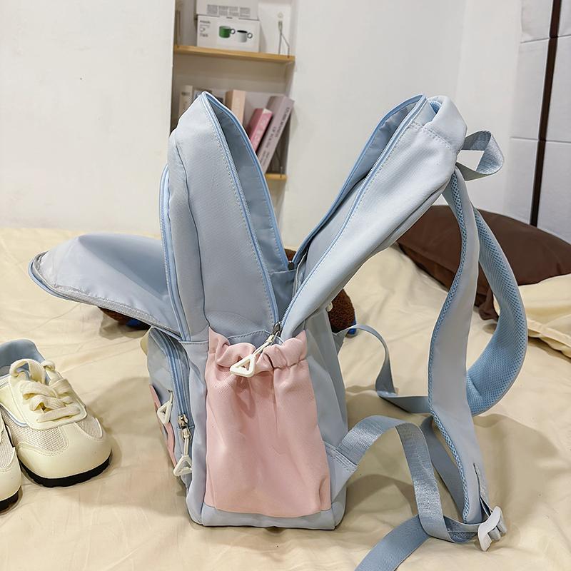 Plaid Backpack Junior High School Student Lightweight Schoolbag Color Block Large Capacity Backpack