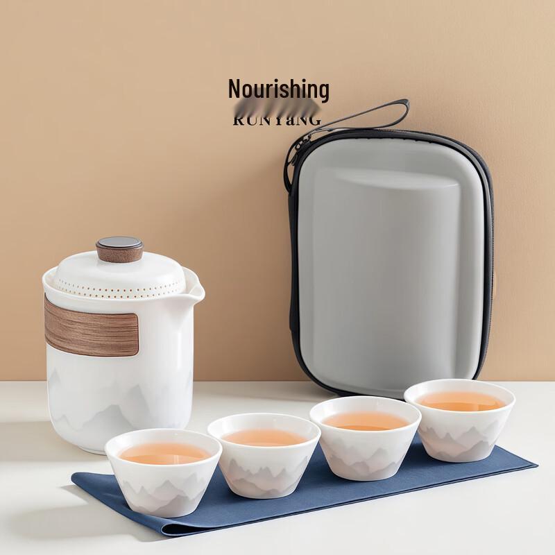 Runyang Lamb Fat Jade White Ceramic Tea Set