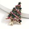Vintage Christmas Tree Brooch Pin with Colorful Star Accents – Elegant Zinc Alloy Jewelry Gift for Women, Holiday Parties Christmas Jewelry