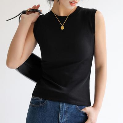 Women's Tank Top Sleeveless Cotton High Neck Crop Top Ribbed Slim Fit Basic Shirt