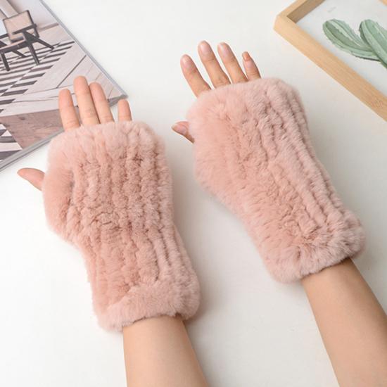 Neue Frauen 100% Echt Echte Gestrickte Rex Kaninchen Pelz Fäustlinge Winter Warme Dame Echtpelz Fingerlose Handschuhe Handgemachte Stricken Pelz handschuh
