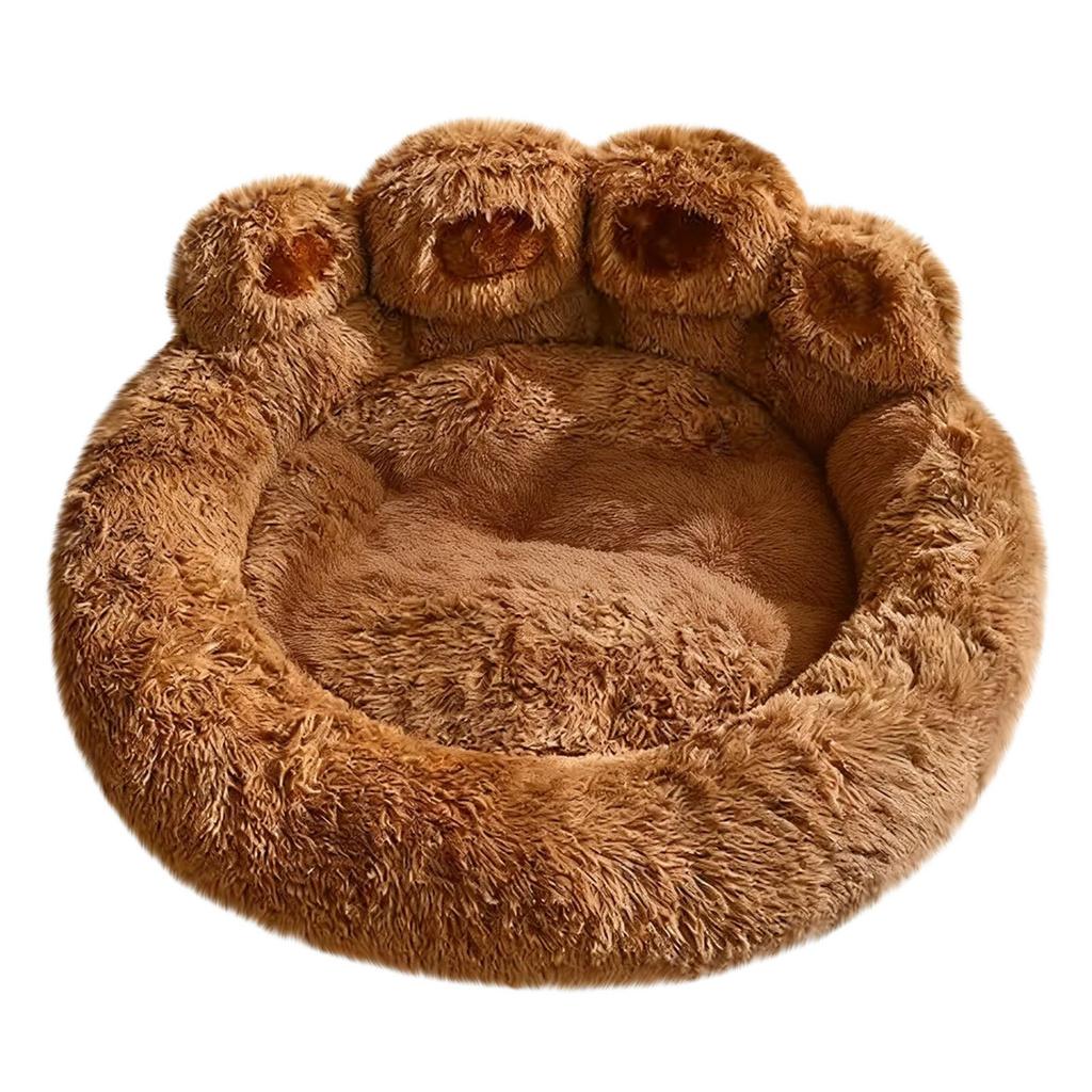 Print Shaped, Soothing Pet Bed, Made Of Plush Faux In A Donut Design, Suitable For Cats And Dogs, Machine Washable, With A Non- Bottom.