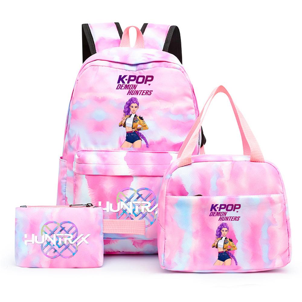 

3Pcs/set Cute Cartoon Kpop Printed Backpack with Lunch Bag Pengcil Case for Teenager Girl Boy Bookbag Large Capacity Travel Bag Kid Gift Mochila