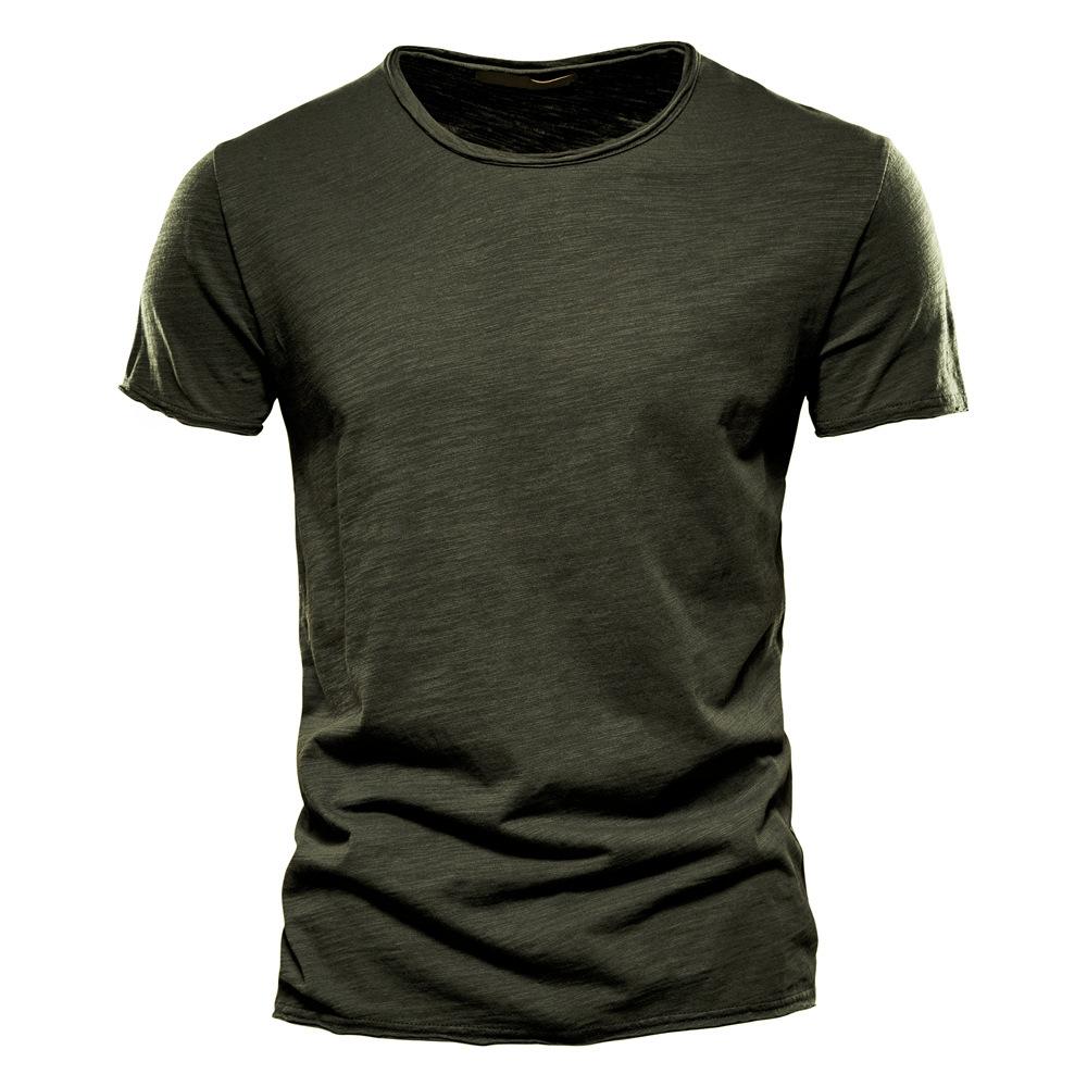 Herren-T-Shirt aus 100 % Baumwolle, lässig, weich, Fitness, Sommer, dünne T-Shirts, Herren-Hauskleidung, O-Ausschnitt, kurzärmelig, einfarbiges T-Shirt für Männer