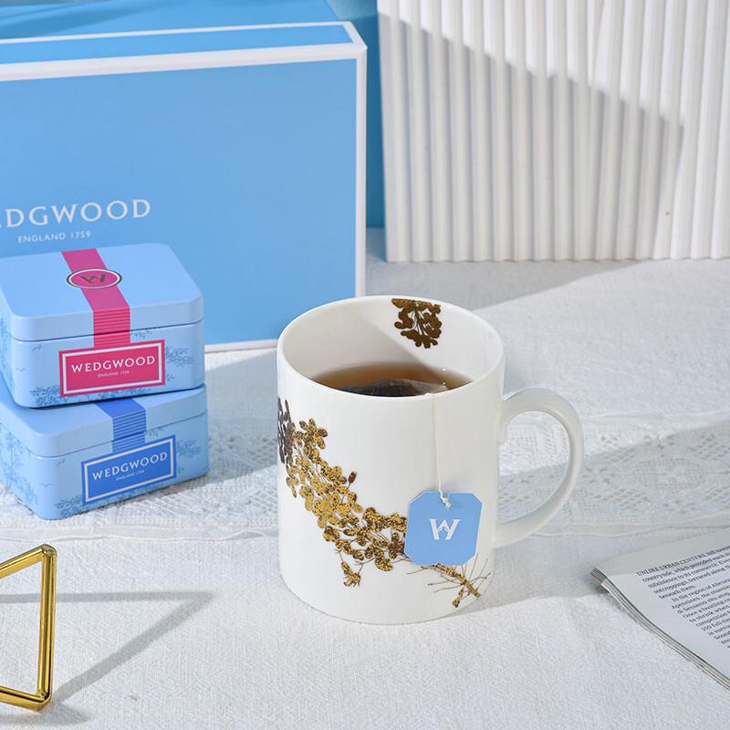 Wedgwood Gilded Floral Mug and Tea Caddy Set