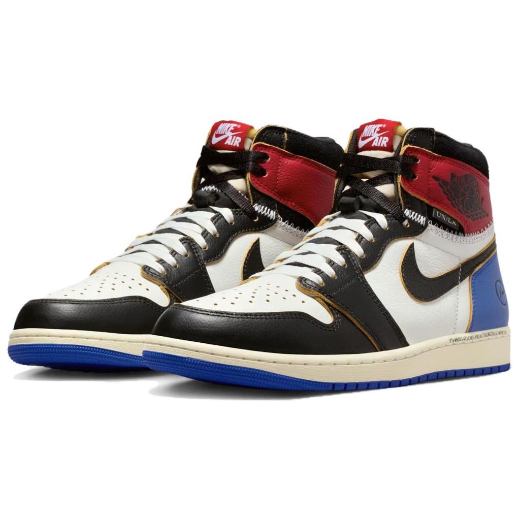 Jordan X Union X Fragment Design Air Jordan 1 High-Top Vintage Basketballschuhe Unisex Schwarz Weiß Blau IO7847-002