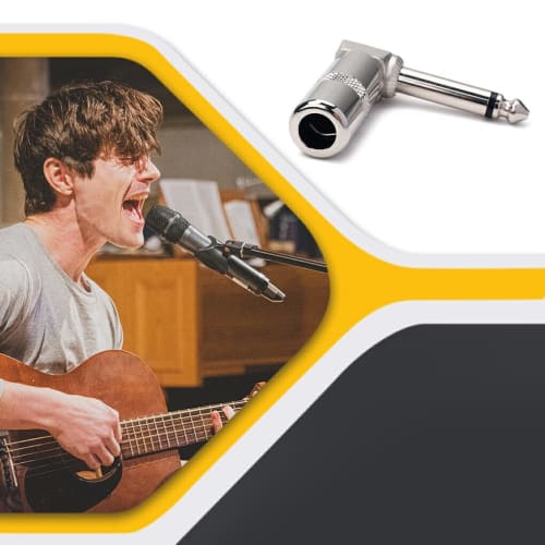 YERECDIL 6.35mm Jack Mono Microphone L-Shaped Audio Adapter Connector Replacement for Stringed Instruments Accessories