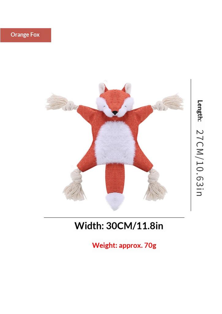 Eco-Friendly Cartoon Dog Plush Chew Toy with Rope and Crinkle Paper Inside