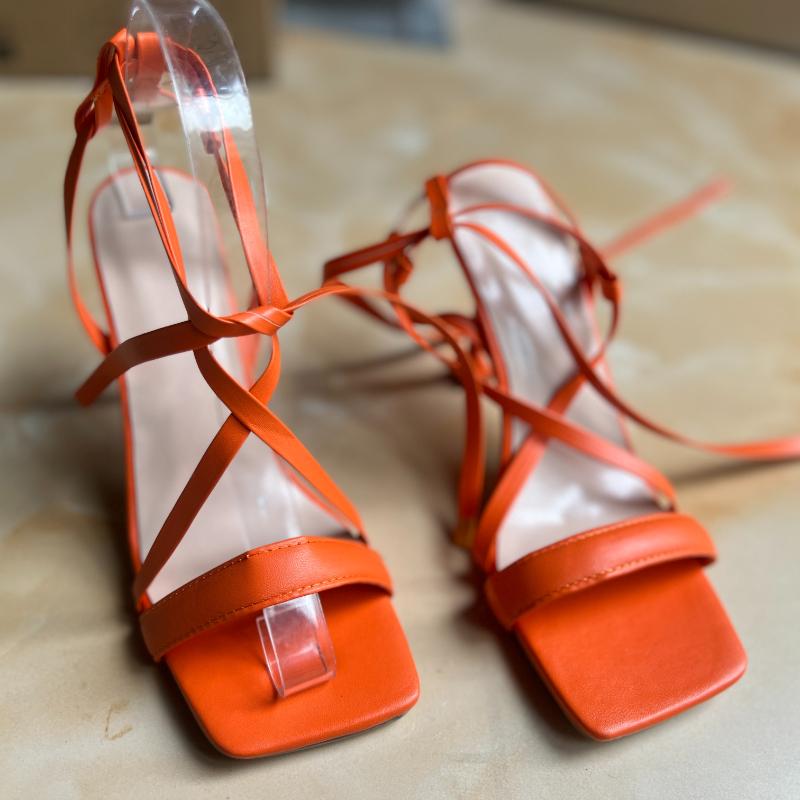 Fashion 2025 New Trend Ankle Strap Sandals Summer Women Sexy Party High Heels Black Fashion Casual Beach Sandal Zapatos De Mujer