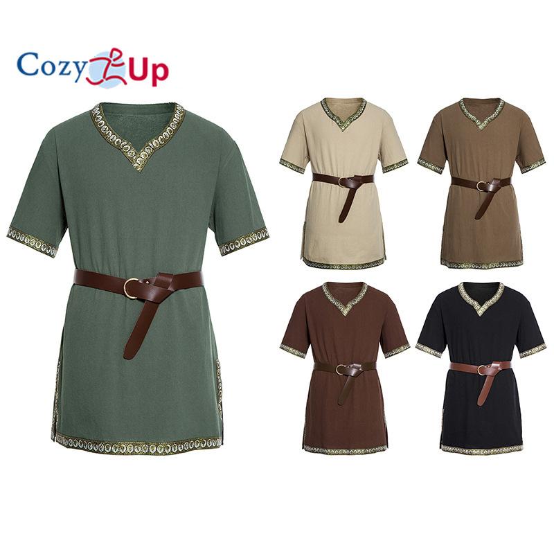 Cozy Up Mens Medieval Costume Viking Knight Tunic Halloween Renaissance ...