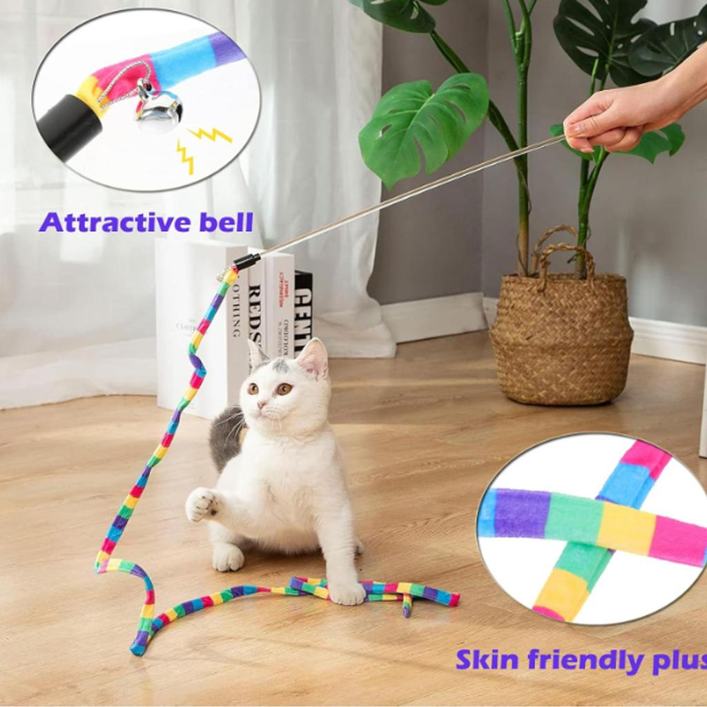 1 Pc Cat Interaction Rainbow Toy  Retractable Fun Plush Toy For Cats Suitable For Both Indoor Outdoor Exercise  Entertainment