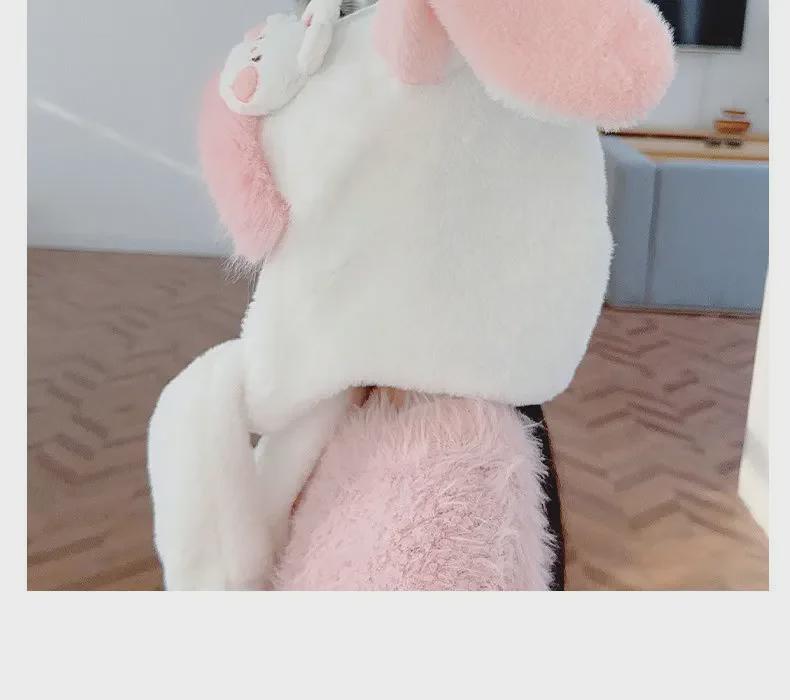 Urocza Czapka Zimowa dla Dzieci z Ruchomymi Uszami Królika i Szalik - Pluszowa Ochrona Uszu dla Dziewczynek