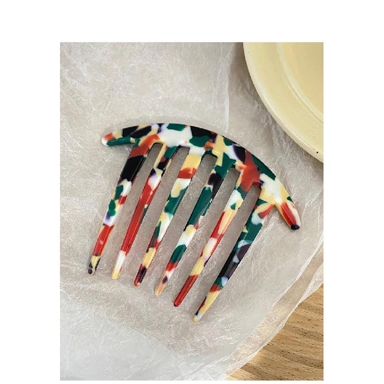 Acetate Sheet 6 Teeth Plate Hair Comb Insert Comb Hairpin Headwear Jewelry Ponytail Fork Comb Hair Clips Girls Gifts