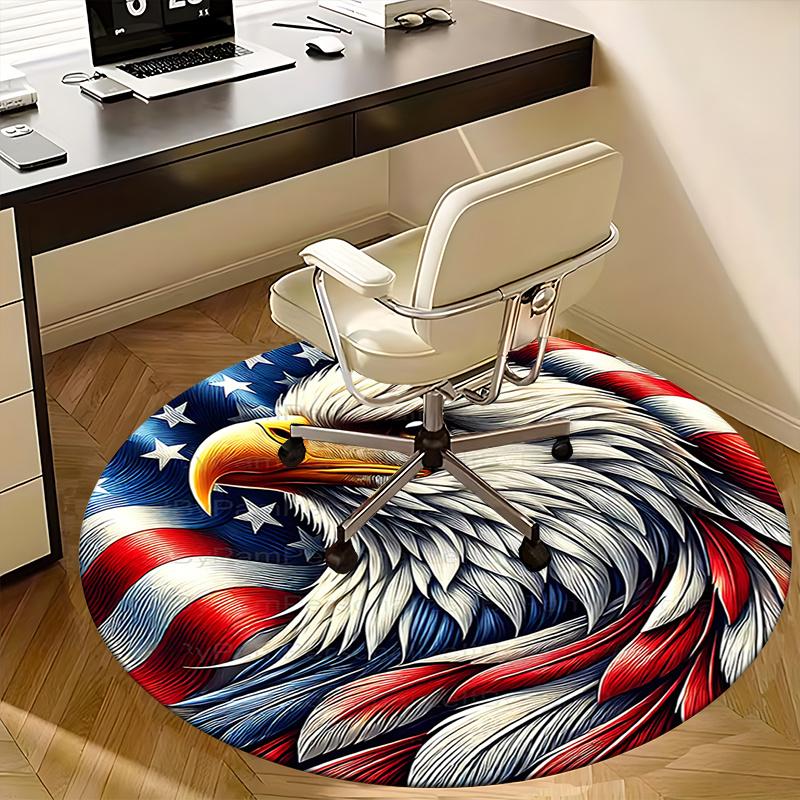 American Flag Eagle Chair Mat - Round Carpet for Home Decor, Office, Living Room, Bedroom, Gift Idea0222b