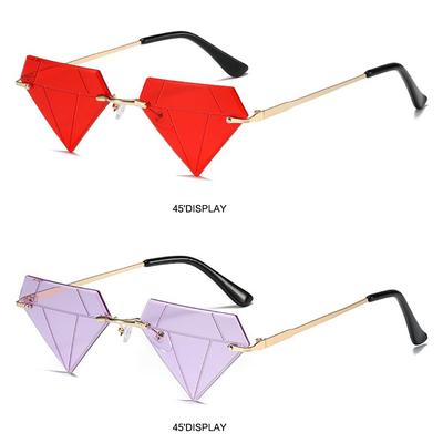 Festival Eyeglasses Rave Party Triangle Sunglasses for Women Rimless Sun Glasses Retro Shades Diamond Shaped