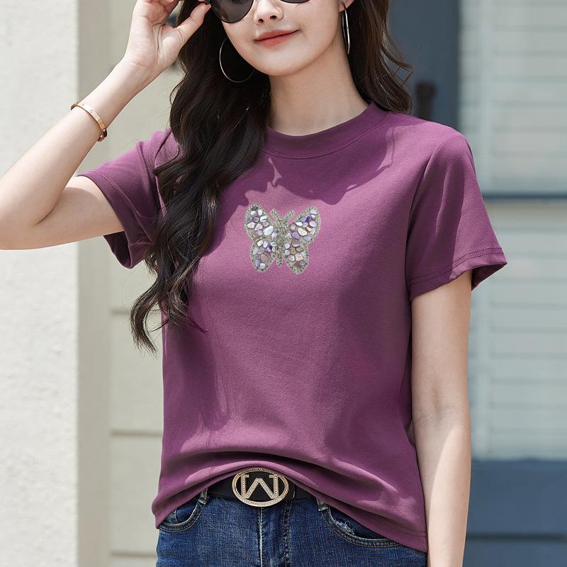 Loose Short Sleeved T-shirt for Women's Summer Versatile Thin Butterfly Top Trend Shirt