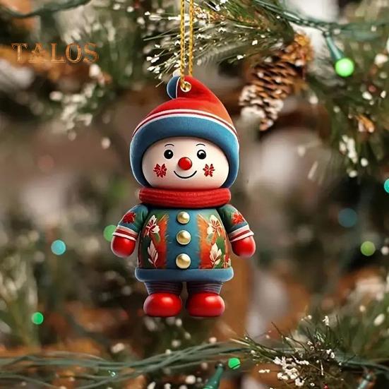 1 Pair Cartoon Figures Pendant Easy To Hang Acrylic Christmas Ornaments Colorful Reusable Hanging Pendant for Festive Home Decor Xmas Tree