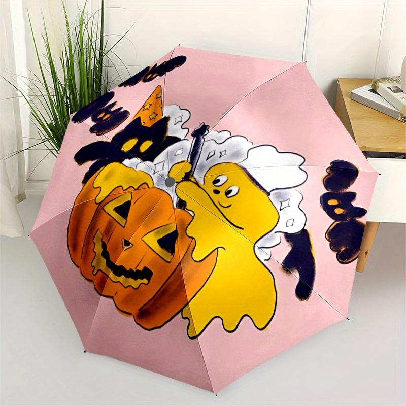 1pc Halloween PumpkinAutomatic Open/close, All-Season Portable Folding Umbrella for Friends, Travel, Everyday, Events - Compact Parasol, Out