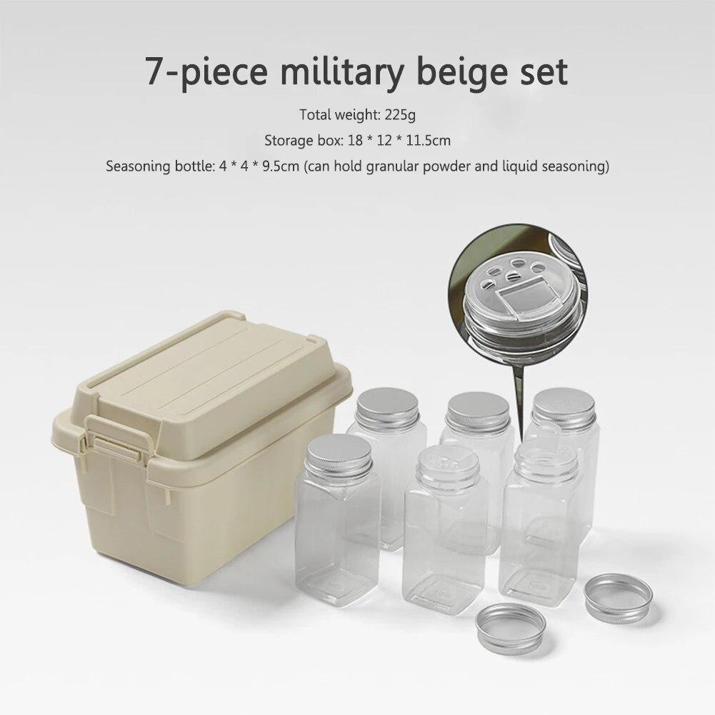 Seasoning Bottle Set Storage Box Portable Travel Camping Seasoning Dispenser Set Stackable Organizer Mini Desktop Storage Case