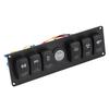 12V-24V 6 Gang Blue LED Rocker Switch Panel with Alarm Voltmeter for Car RV Boat Yacht Marine